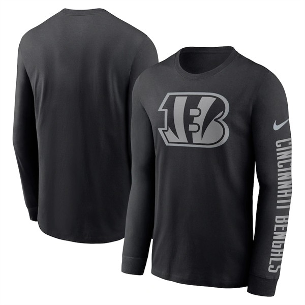 Men's Cincinnati Bengals Black Long Sleeve T-Shirt - Click Image to Close